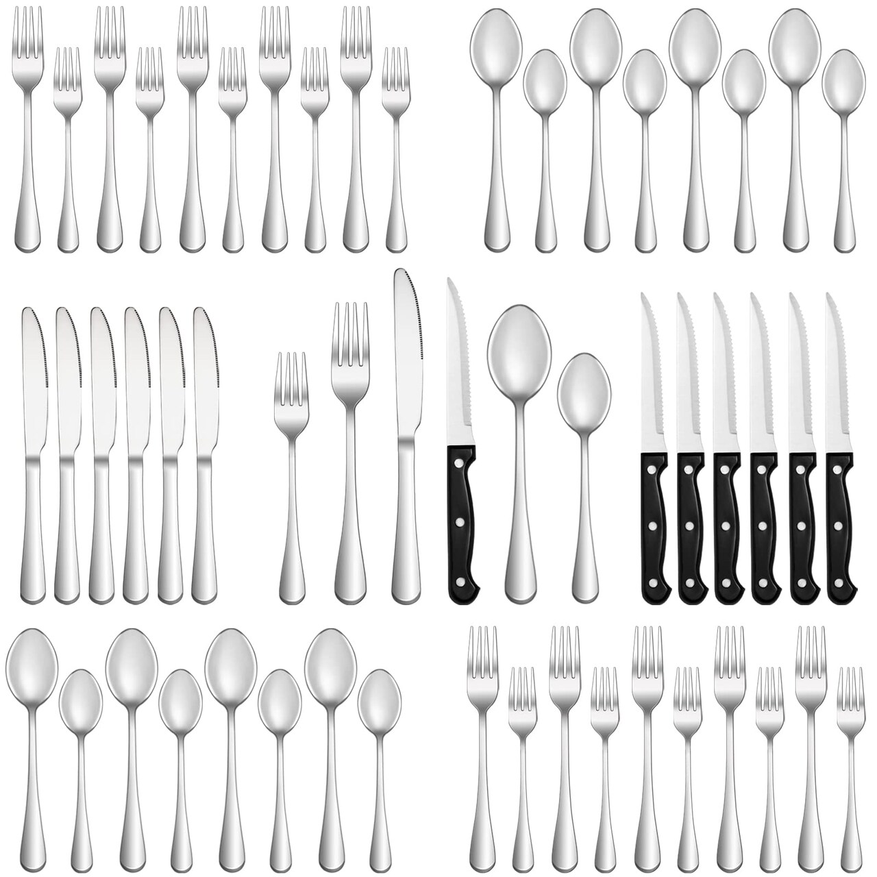 24 Pieces Silverware Set with Steak Knives Service for 4,Stainless Steel Flatware, Mirror Polished Cutlery Utensil Set,Home Kitchen Eating Tableware Set,Include Fork Knife Spoon Set,Dishwasher Safe